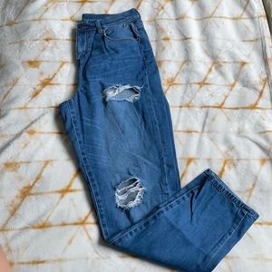 Distressed mom jeans